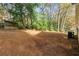 View of a sloped backyard with mostly bare ground and some trees at 5862 Homestead Cir, Rex, GA 30273