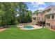 Large backyard with pool, patio, and lush landscaping at 3215 Kylee Dawn Cir, Lawrenceville, GA 30045