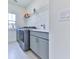 Laundry room with washer, dryer, and gray cabinets at 2144 Suncrest Pt, Marietta, GA 30064