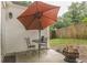 Small patio with umbrella, table, chairs and fire pit at 723 Campbell Cir, Hapeville, GA 30354