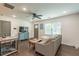 Living room featuring hardwood floors and a ceiling fan at 723 Campbell Cir, Hapeville, GA 30354