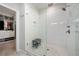 Spacious walk-in shower with glass enclosure and bench at 290 Walker Ave, Alpharetta, GA 30076