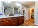 Double vanity bathroom with walk-in shower and linen closet at 92 Grampian Ct # 14, Marietta, GA 30008