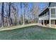 Private backyard with a grassy lawn and wooded area at 6460 Pine Ridge Cir, Cumming, GA 30041