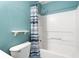 Bathroom with shower/tub combo and striped curtain at 3362 Eastmont Ln, Lithonia, GA 30038