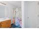 Bathroom with shower/tub combo, vanity, and toilet at 3362 Eastmont Ln, Lithonia, GA 30038
