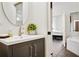 Bathroom with vanity, modern sink, and view into bedroom at 3820 Roswell Ne Rd # 510, Atlanta, GA 30342