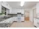 Kitchen with granite countertops and white cabinets at 1051 Rock Springs Rd, Lawrenceville, GA 30043