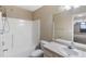 Bathroom with shower/tub combo and vanity at 129 Talon Pl, Mcdonough, GA 30253