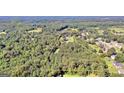 Aerial view of property showing large lot size and surrounding trees at 1042 Harbins Rd, Dacula, GA 30019