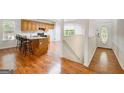 Kitchen with island and hardwood floors at 9125 Spillers Sw Dr, Covington, GA 30014