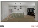 Modern kitchen with island and breakfast area at Lot 3 Cecil Hunter Rd, Moreland, GA 30259