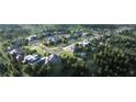 Aerial view of a luxury community with various homes, landscaping, and a winding road at 6024 Diamond Ln, South Fulton, GA 30213
