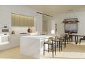 Modern kitchen with light wood cabinets, large island, and hardwood floors at 318 Sandy Springs Cir # 160, Atlanta, GA 30328