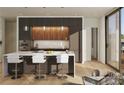 Contemporary kitchen with dark cabinetry, marble countertops, and an eat-in island at 318 Sandy Springs Cir # 240, Atlanta, GA 30328