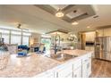 Island kitchen with stainless steel appliances and granite countertops at 1107 N Van Wert Rd, Villa Rica, GA 30180