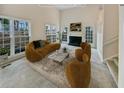 Virtually staged living room with fireplace at 502 Brandywine Cir, Atlanta, GA 30350