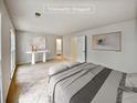 Virtually staged main bedroom with ensuite bath at 502 Brandywine Cir, Atlanta, GA 30350