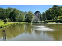 Picturesque pond featuring a water fountain, enhancing the property's curb appeal at 6225 Collins Nw Rd, Acworth, GA 30101