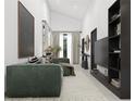 Spacious living room featuring a green sofa and large TV at 6305 Shannon Parkway # 206, Union City, GA 30291