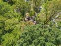 Aerial view of the wooded lot surrounding the home, showcasing privacy at 5051 Heather Se Rd, Smyrna, GA 30082