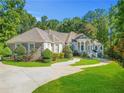 Brick house with landscaped yard, driveway, and large trees at 1565 Mountain Shadow Trl, Stone Mountain, GA 30087