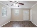 Living room with hardwood floors and ceiling fan at 2519 Godfrey Nw Dr, Atlanta, GA 30318