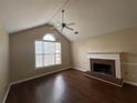 Living room with hardwood floors, fireplace and vaulted ceiling at 87 Hollinger Way, Marietta, GA 30060