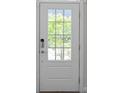 White front door with glass panels and modern hardware at 2042 Violet Ln, Brookhaven, GA 30319