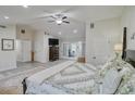 Main bedroom with king bed, access to sunroom and walk-in closet at 2230 Old Fountain Rd, Lawrenceville, GA 30043