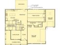 First-floor blueprint showcasing the kitchen, dining, living areas, and garage at 5885 Fords Rd, Acworth, GA 30101