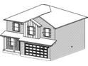 Line drawing of a two-story home with a garage, siding, and shutters at 35 Heyman Dr, Covington, GA 30016