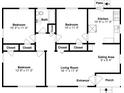 Three-bedroom, one-bathroom home floor plan, including living room, kitchen and patio at 721 Yale Sw Pl, Atlanta, GA 30315