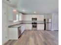 Modern kitchen with white cabinets, stainless steel appliances, and granite countertops at 35 Heyman Dr, Covington, GA 30016