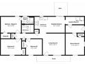 One-story house floor plan featuring 3 bedrooms, 2 baths, kitchen, living room, bonus room and laundry at 1851 Irwin Bridge Nw Rd, Conyers, GA 30012