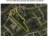 Aerial view showing property location and surrounding area at 1405 Rock Springs Rd, Buford, GA 30519
