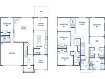 Two-story home floor plan with 5 bedrooms and 2.5 bathrooms at 5680 T. A. Bryant Way, Stonecrest, GA 30038