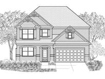 Two-story house with brick exterior, shutters, and a two car garage at 3864 Kastler Dr, South Fulton, GA 30349