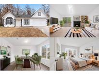 Four-image collage of house exterior, living room, dining area, and bedroom at 966 Romer Pl, Stone Mountain, GA 30083