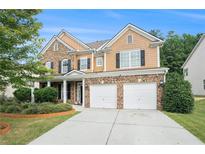 Brick two-story house with a large driveway and landscaping at 1142 Preserve Park Dr, Loganville, GA 30052