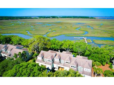Aerial view of waterfront property with marsh views at 1721 Live Oak Park, Seabrook Island, SC 29455