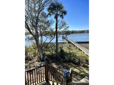 Scenic view of a wooden dock over calm water at 3001 Buccaneer Rd, Isle of Palms, SC 29451