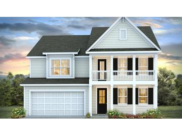 Two-story home with beige siding, black shutters, and a balcony at 340 Dickerson Ln, Summerville, SC 29485