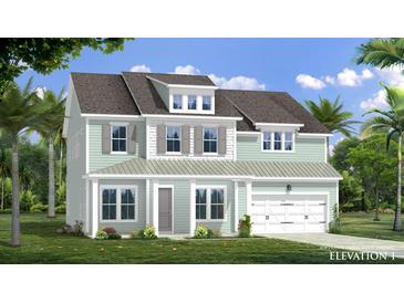 Two-story light green house with gray roof and white accents at 1400 Dahlia Rd, Mount Pleasant, SC 29464