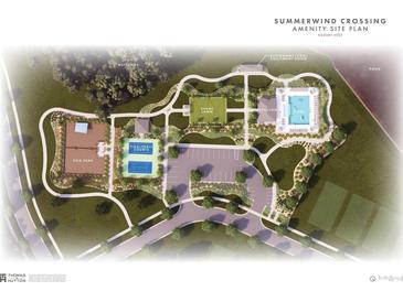 Summerwind Crossing community amenity plan with pool, lawn, and dog park at 449 Evening Glow Ln, Summerville, SC 29486