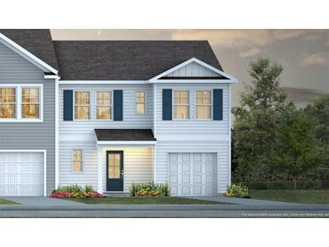 Two-story home with white siding, blue doors and landscaping at 518 Golden Embers Way, Summerville, SC 29486