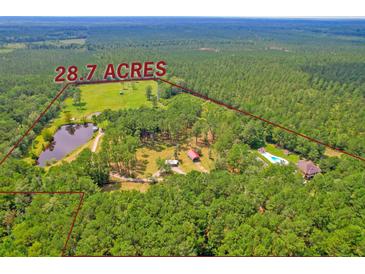 28.7 acres with house, pond, and pool at 824 Hill Branch Rd, Ridgeville, SC 29472
