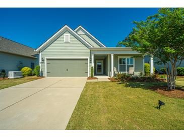 Charming one-story home with a two-car garage and landscaped lawn at 145 Hedera Ct, Summerville, SC 29486