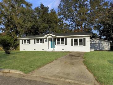 Charming ranch home with white exterior and teal door at 393 Princeton Ct, Ladson, SC 29456