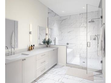 Spa-like bathroom with walk-in shower and double vanity at 540 Helmsman St # 1221, Daniel Island, SC 29492